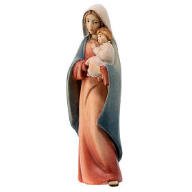 Statue Virgin with child painted Val Gardena maple