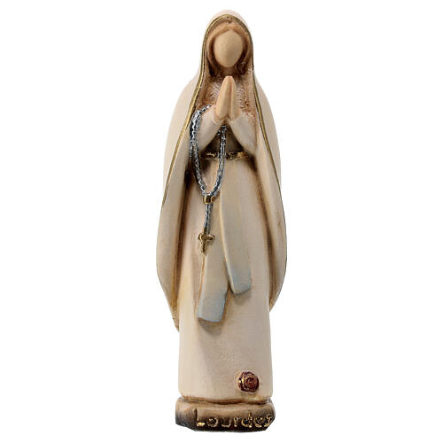 Modern Our Lady of Lourdes, Val Gardena painted maple wood 1