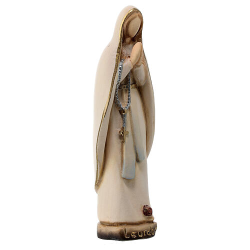 Modern Our Lady of Lourdes, Val Gardena painted maple wood 3