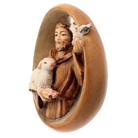 Relief Saint Francis painted Val Gardena maple wood