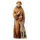 Modern Saint Francis with the wolf, Val Gardena painted maple wood s1