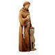 Modern Saint Francis with the wolf, Val Gardena painted maple wood s2