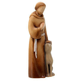 Święty Franciszek z wilkiem, Val Gardena, drewno klonowe malowane, styl nowoczesny