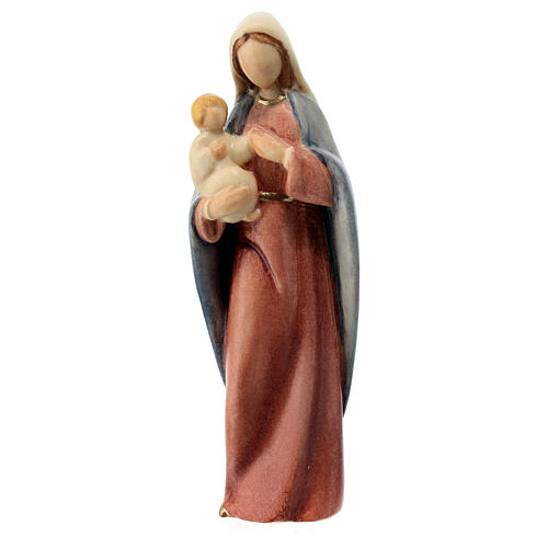 Muttergottes mit dem Jesuskind, moderner Stil, Ahornholz, koloriert, Grödnertal 1