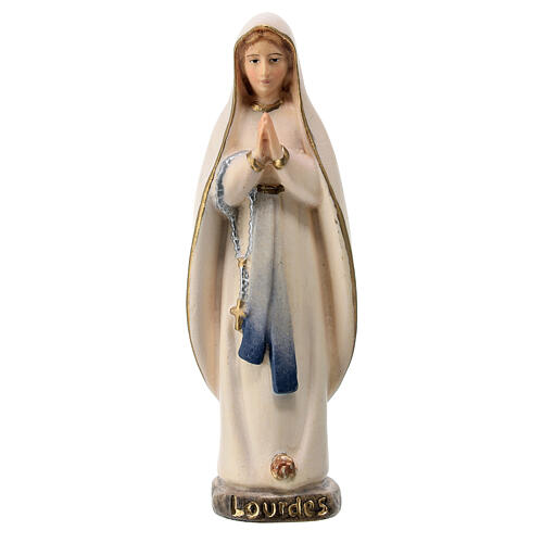 Nossa Senhora de Lourdes Val Gardena madeira de bordo pintada 1