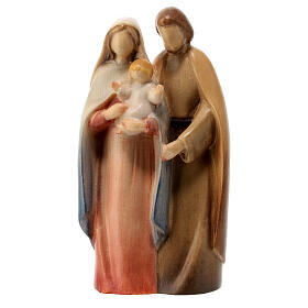 Modern Holy Family statue in painted Valgardena maple
