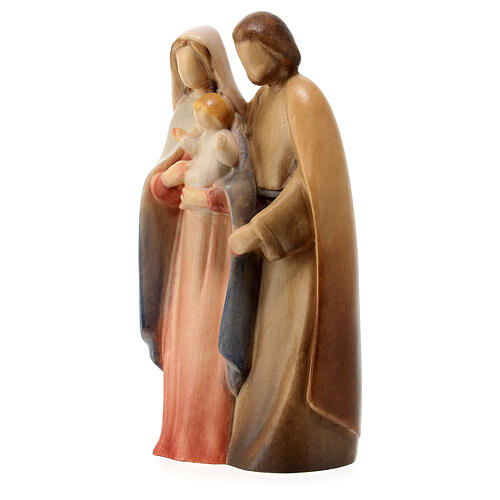 Modern Holy Family statue in painted Valgardena maple 2