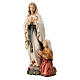 Statua Madonna di Lourdes con Bernadette acero naturale Valgardena s2