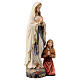 Statua Madonna di Lourdes con Bernadette acero naturale Valgardena s3