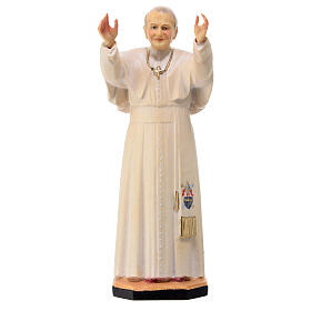 Pope John Paul II, painted maple wood statue of Val Gardena