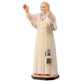 Pope John Paul II, painted maple wood statue of Val Gardena