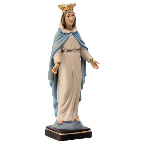 Vierge Miraculeuse avec couronne statue en bois d'érable peint Val Gardena 3