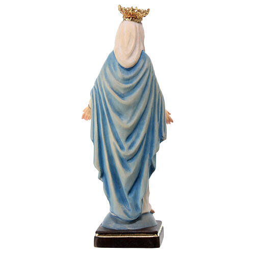 Miraculous Mary with crown in painted maple wood Val Gardena 4