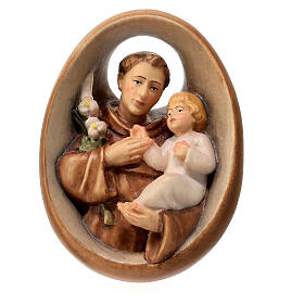 Saint Anthony high-relief, Val Gardena painted maple wood