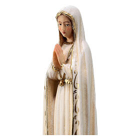 Notre-Dame de Fatima avec couronne bois de tilleul peint Val Gardena