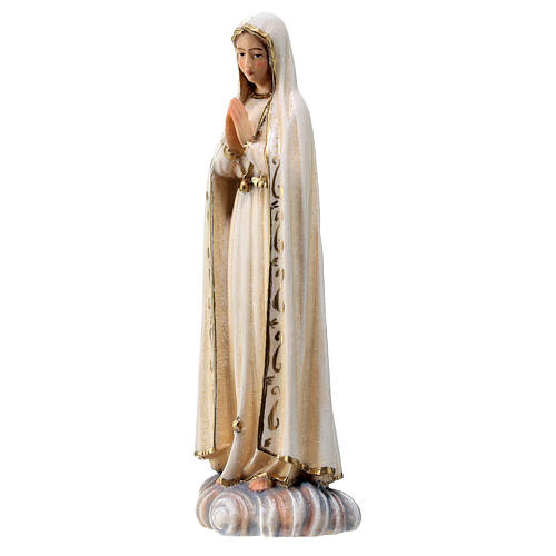 Fatima statue with crown in painted linden Valgardena wood 3