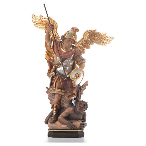 Saint Michael Archangel carved wood statue 1