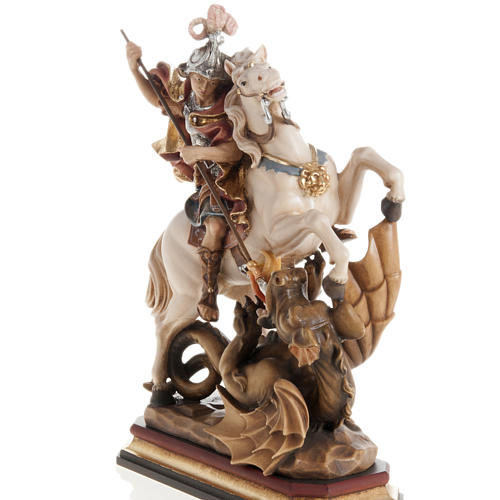 Saint George killing the dragon wooden statue painted 6