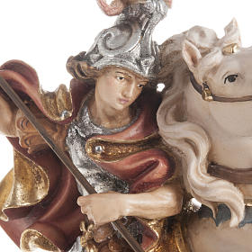 Estatua de madera de San Jorge con caballo pintada Val Gardena
