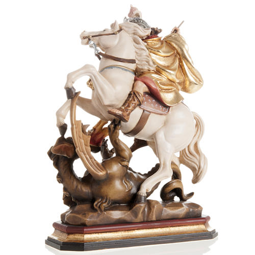 Statue bois Saint Georges à cheval peinte 4