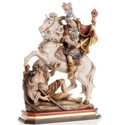 Estatua de madera de San Martín a caballo pintada Val Gardena 1