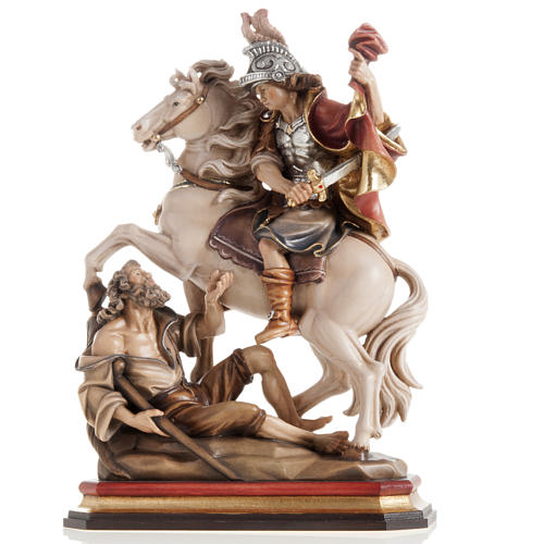 Estatua de madera de San Martín a caballo pintada Val Gardena 7