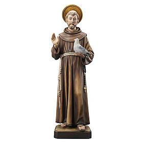 Statua legno San Francesco dipinta Val Gardena