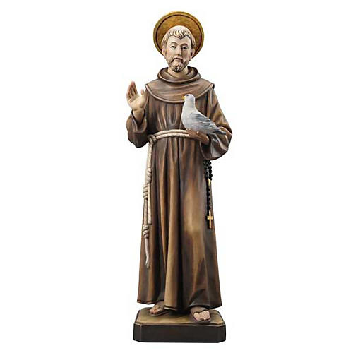 Święty Franciszek figurka malowane drewno Val Gardena 1