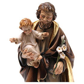 Estatua madera San José con niño pintada