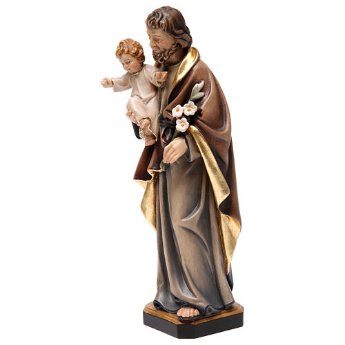 Estatua madera San José con niño pintada 3