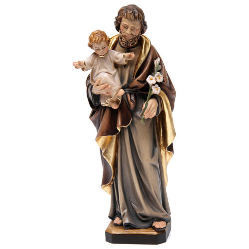 Statua legno "San Giuseppe con bimbo" dipinta 1