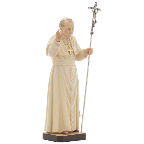 Estatua madera Juan Pablo II pintada Val Gardena 3