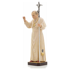 Statue bois Jean Paul II peinte