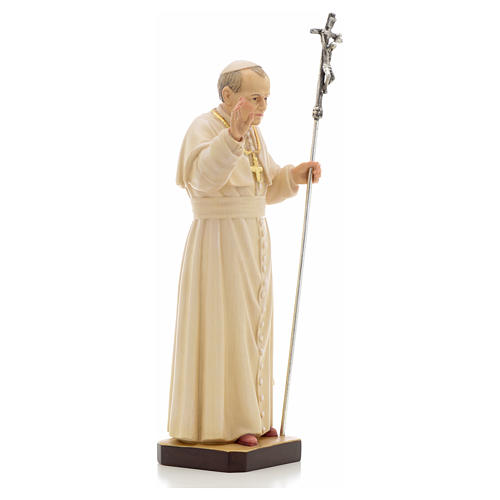 Statue bois Jean Paul II peinte 8