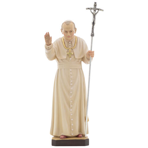 Statue bois Jean Paul II peinte 1