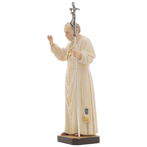 Statue bois Jean Paul II peinte 2