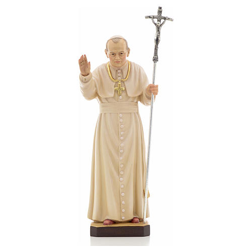Statua legno "Giovanni Paolo II" dipinta Val Gardena 1
