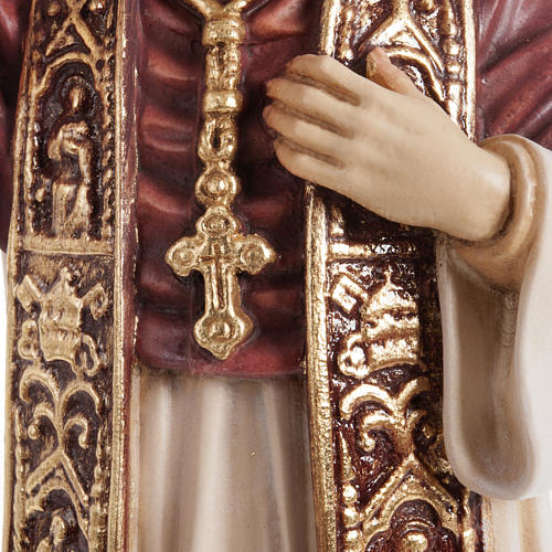 Estatua madera Benedicto XVI pintada Val Gardena 4