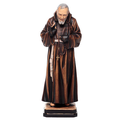 Święty Ojciec Pio z Pietrelciny malowana figurka drewnian 1