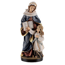 Statua legno "Sant'Anna con Maria" dipinta Val Gardena