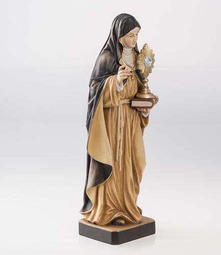 Statue bois Sainte Claire avec ostensoir peinte 2