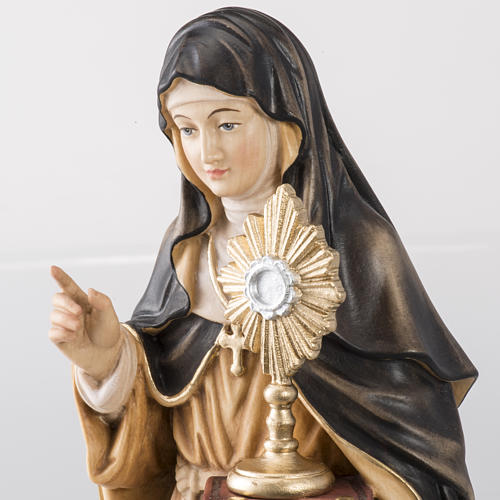 Statue bois Sainte Claire avec ostensoir peinte 4