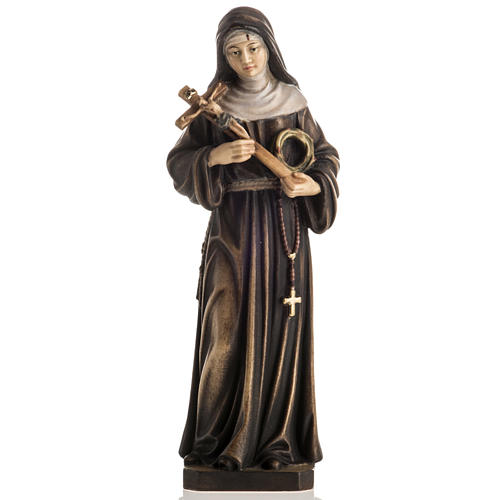 Statue bois Sainte Rita de Cascia peinte 1