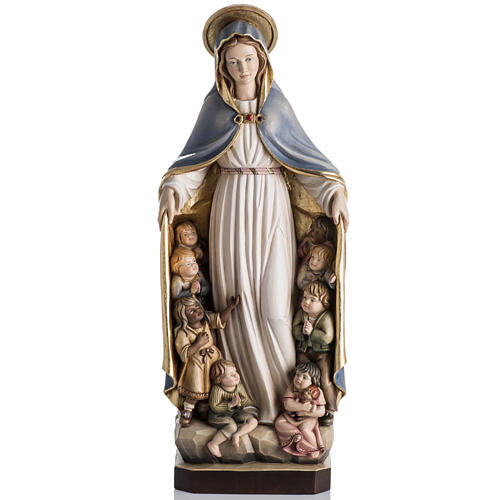 Our Lady of Protection wooden statue painted 1