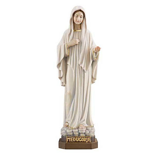 Statua Madonna di Medjugorje legno dipinto Val Gardena 1