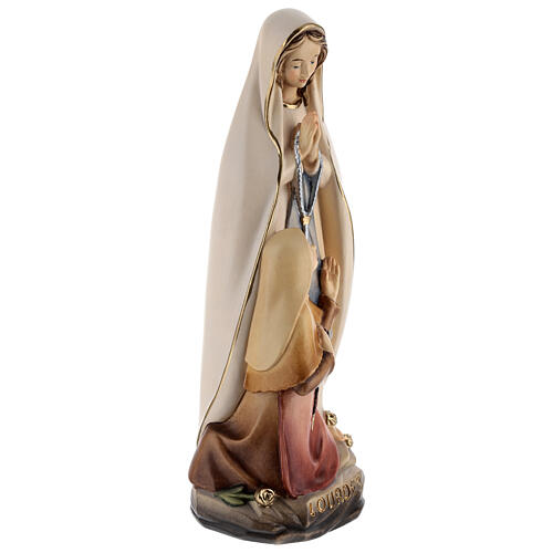 Statue Notre Dame de Lourdes et Bernadette peinte bois 6