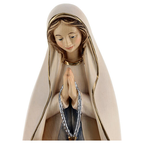 Our Lady of Lourdes with Bernadette wooden statue painted 4