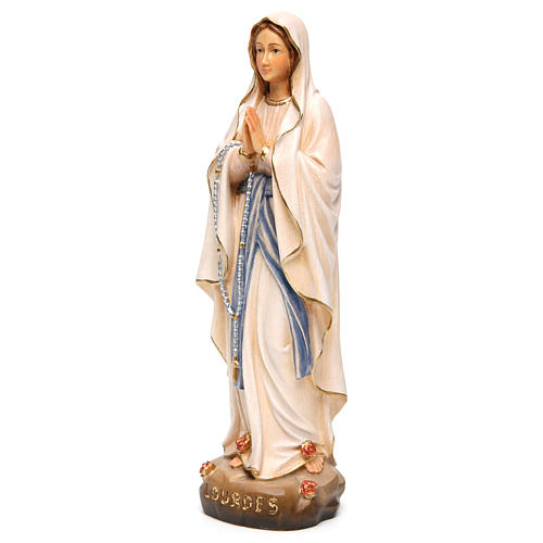 Our Lady of Lourdes wooden statue painted 3