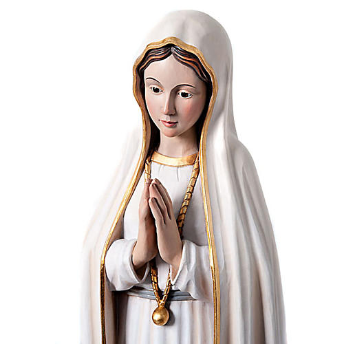Statue Frau von Fatima aus bemaltem Holz Kristallaugen 120 cm 5