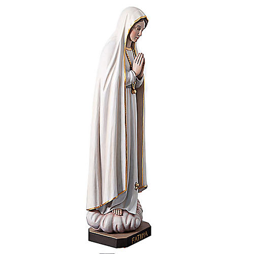 Statue Frau von Fatima aus bemaltem Holz Kristallaugen 120 cm 6